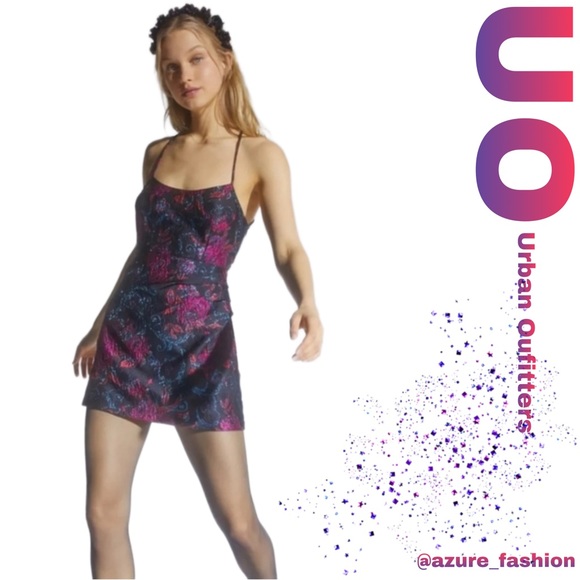 URBAN OUTFITTERS Black Red Floral Electric Heart Strappy Mini Dress! - Picture 3 of 8